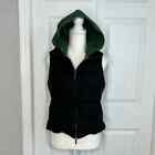 Vince Black Green Down Hooded Puffer Vest Quilted Lining Feather Small Warm