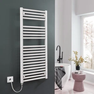 Bray Straight White Electric Heated Towel Rail Warmer Bathroom Radiator - Picture 1 of 17