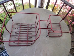 Vintage Large Red Rubber Coated Wire Kitchen Rack Plate Cup Organizer Mug Hook - Picture 1 of 7