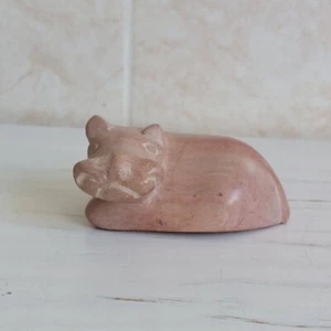 Vintage Natural Soapstone Hippo Hand Carved Pink Kenya Africa 10cm Hippopotamus - Picture 1 of 19