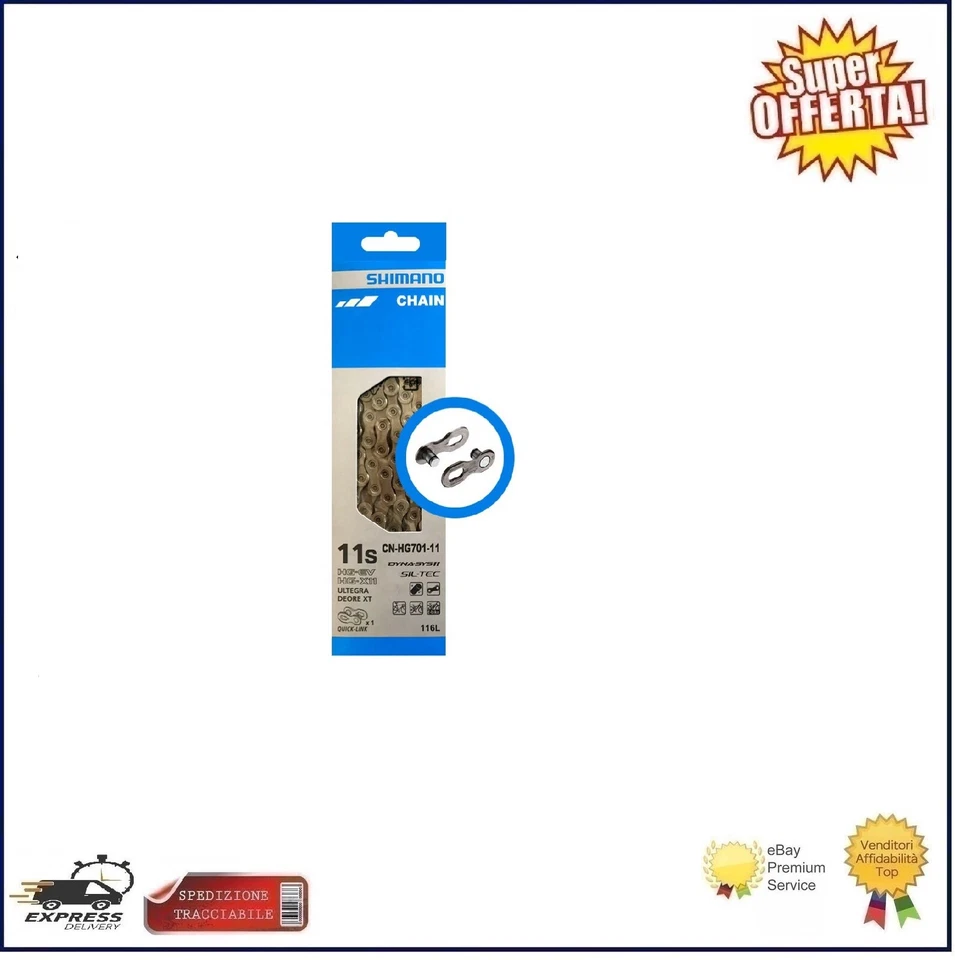 Catena Shimano CN-HG701  Ultegra XT 11V 116 Maglie Quick-Link e-BIKE Corsa Mtb - Immagine 1 di 1