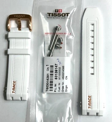 Original Tissot T-Race T115417A T115407A T115427A WHITE Rubber Watch Band Strap - Image 1 of 4