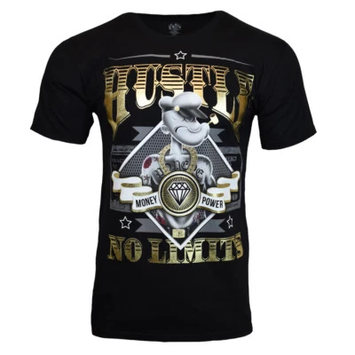 POPEYE Men's T-shirt HUSTLE Money Power No Limits Sailor Spinach 100% Cotton NEW - Image 1 of 4