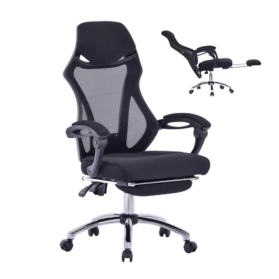 SEEDWAVE Bürostuhl Ergonomisch mit 135° Verstellbarer Rückenlehne und Fußstütze