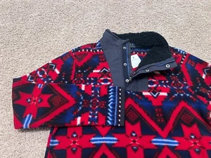 Polo Ralph Lauren BOY'S red blue fleece Aztec Native American pull over jacket 7 - Picture 1 of 4