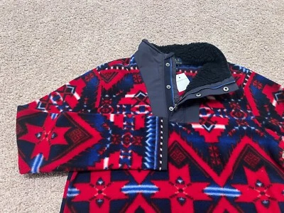 Polo Ralph Lauren BOY'S red blue fleece Aztec Native American pull over jacket M - Image 1 of 4