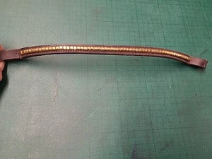 English Leather Brass Clincher Browband ,Brown,Pony Size 14”(Ref:363Y) - Picture 1 of 6