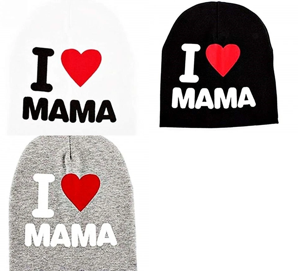 Cappello Bambini Neonati Berretto Scritta I Love Mamma Mom Bambino Bambina - Immagine 1 di 1