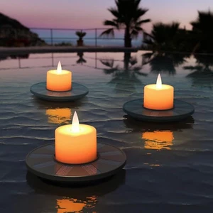 Luci galleggianti per piscina, confezione da 3 candele solari per esterni - Foto 1 di 7
