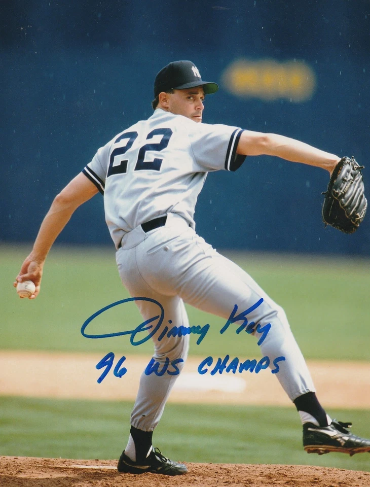 JIMMY KEY  NEW YORK YANKEES  96 WS CHAMPS  ACTION SIGNED 8x10 - Image 1 of 1
