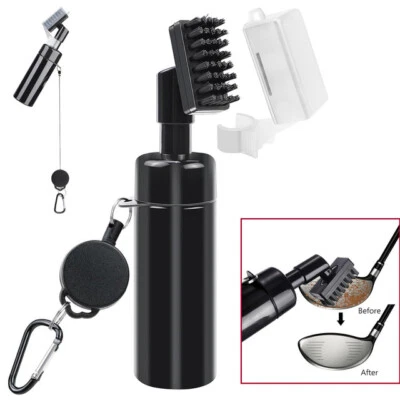 Golf Club Brush Groove Cleaner with Built-in Water Spray & Retractable Keychain - Image 1 of 4
