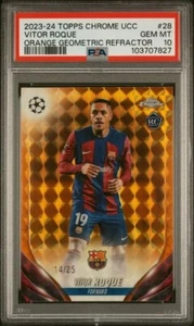 2023-24 Topps Cromo UEFA Naranja Novato #28 Geométrico Vitor Roque/25 RC PSA 10 - Imagen 1 de 2