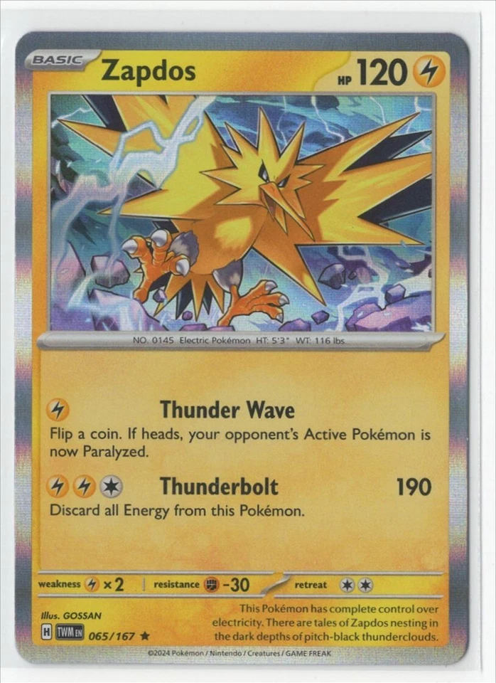 Pokemon Twilight Masquerade - 065/167 Zapdos Holo - Image 1 of 1