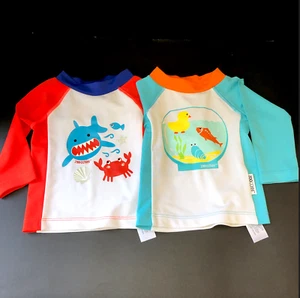 Lote Camisa de Nadar con Protección contra Erupciones Bebé Infantil Zoocchini Talla 3 6 Meses Tiburón Pato Cangrejo - Imagen 1 de 10