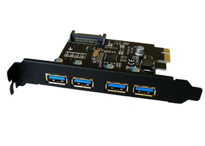 Carte 4 ports USB 3.0 PCI Express PCIe PCI-E x1 5Gb/s Windows Linux Ubuntu Mint - Photo 1/6