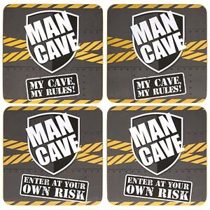 Set von 4 "Man Cave" Retro Bieruntersetzer - Tee & Kaffee Tischuntersetzer