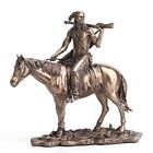 Indian Riding Horse Resting Rifle On Shoulder Statue Figure