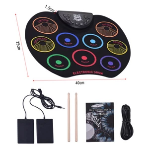 Compact Size Roll-Up Drum Set Electronic Drum Kit 9 Silicon Drum Pads AUS Y9B4 - Picture 1 of 9