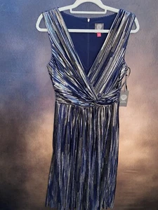 Vince Camaro Dress Blue Silver Vc9m0599 - Picture 1 of 12