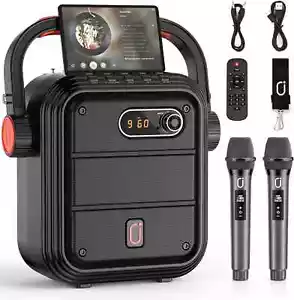 JYX Karaoke Maschine & 2 UHF Wireless Mikrofone Tragbarer Bluetooth Lautsprecher - Bild 1 von 5