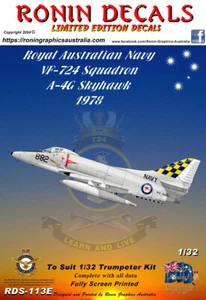 1/32 Ronin Decals RDS-113E RAN A-4G VC-724 Skyhawk decals for Trumpeter Kit - Picture 1 of 5