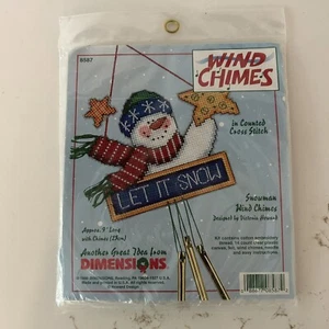Vintage Dimensions Cross Stitch Kit Snowman Wind Chimes 8587 Christmas 1998 Snow - Picture 1 of 7