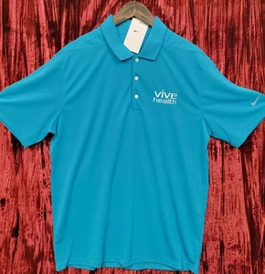 NEW NWT Nike Shirt Men's Lg Blue Turquoise Dri Fit Polo DC1963-444 VIVE HEALTH - Picture 1 of 14