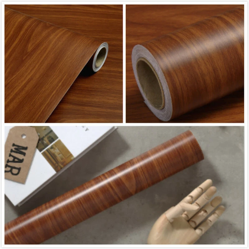 Self-adhesive Wood Grain Wall Stickers Waterproof Wallpaper Furniture Decor DIY - Image 1 of 4