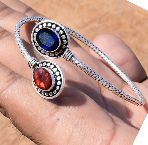 VALENTINO Bracciale Amicizia Argento Sterling 925 Granato Sfaccettato e Pietra Tanzanite Gemma