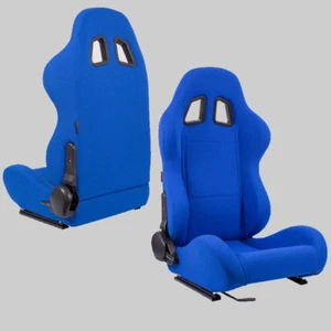 Coppia Sedili sportivi avvolgenti auto in tessuto blue N140 con binari - Foto 1 di 3