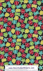 Dog Park Black Tag Collar Name Address Cotton Novelty Quilt Quilting Fabric BTY - Picture 1 of 1