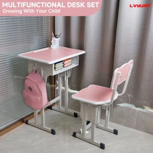 Kids Study Desk and Chair set Height Adjustable Drawer,Plastic & Metal,or Wooden - Picture 1 of 69