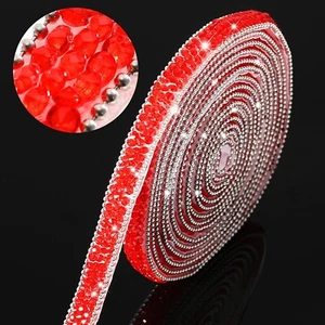 108" x 0.4" Sliver Red Bling Crystal Rhinestone Diamond DIY Decor Sticker Decal - Picture 1 of 6