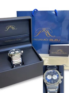 Mens Luxury Watch Porsamo Bleu 42mm Austin Quartz Chronograph S. Steel $1300 MSP - Picture 1 of 8