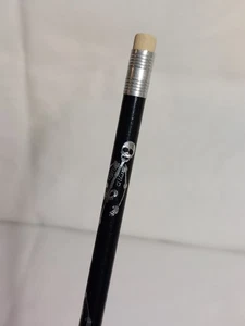 Vintage 1990s Black Silver Halloween Skeleton Pencil Unsharpened White Eraser - Picture 1 of 10