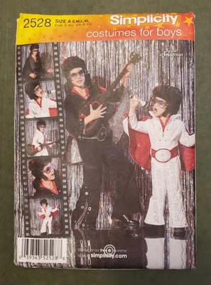2528 Simplicity Elvis Jumpsuit Cape Belt Guitar & Strap Child Sizes (S-XL) Uncut - Image 1 of 4