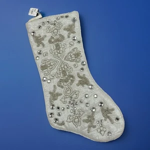 Pier 1 Weihnachtsstrumpf Perlen Schmuck Schneeflocke Urlaub Neu mit Etikett - Bild 1 von 10