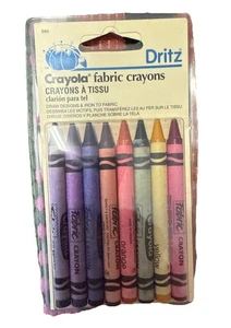 Dritz Crayola Fabric Crayons 8 Colors Vintage VTG 1999 Iron Transfer Sewing - Picture 1 of 4