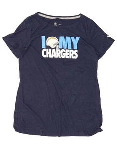 NFL Womens Los Angeles Chargers Graphic T-Shirt Top UK 14 Large Navy Blue CX20 - Picture 1 of 3