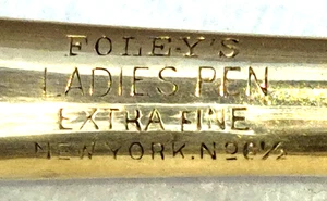 "FOLEY'S LADIES PEN EXTRA FINE New York, No.6 1/2"Gold Plated? Recessing Dip Pen - Picture 1 of 21