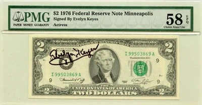 1976 5 $2 FRN Minneapolis MN Signed Actress Evelyn Keys FR#1935-I PMG AU58EPQ - Image 1 of 2