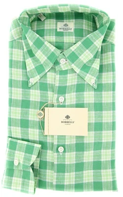 Camisa a Cuadros Verde Luigi Borrelli - Extra Delgada - 15/38 - (EV289LIVIO) Foto 1 de 4