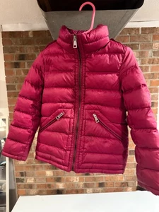 Burberry Children girl quilted puffer w/ hood jacket damson magenta pink sz 6Y - Picture 1 of 11