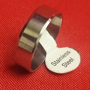 Breiter Bandring Edelstahl Größe 22 silberfarben Unisex - Bild 1 von 11