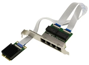Carte contrôleur réseau Mini PCIe Gigabit LAN Ethernet RJ45 10/100/1000 4 ports - Zdjęcie 1 z 4