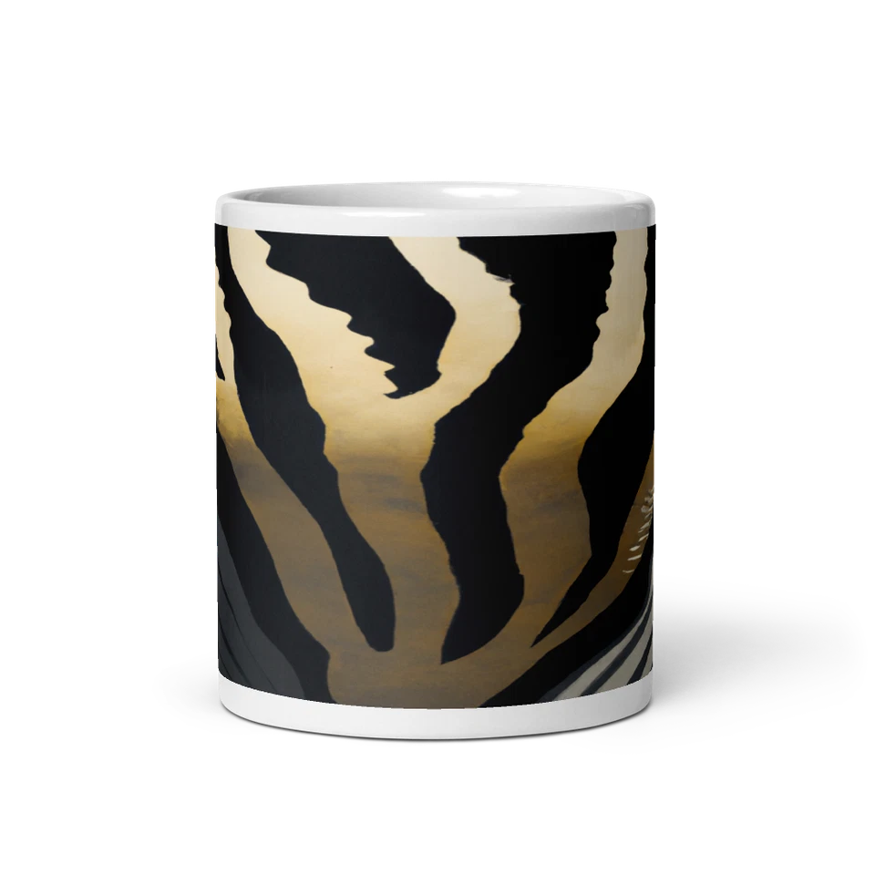 Taza de café de cerámica Nautical Elegance - taza de arte abstracto azul marino, dorado, plateado 11 oz Foto 1 de 3