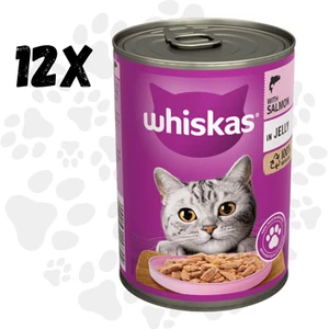 WHISKAS Adult Wet Cat Food Salmon in Jelly 12x400g - Complete & Nutritious M - Picture 1 of 3