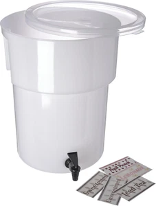 round Beverage Dispenser Drink Dispenser with Spigot for Catering, Plastic, 5 Ga - Picture 1 of 12