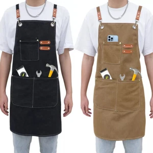 Mens Aprons Canvas Woodworking Vintage For Gardening Work Shop Apron Heavy Duty - Picture 1 of 19