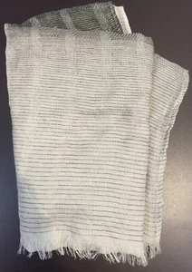 Unbranded Rectangular Scarf Striped Pattern Shades of Gray Sheer Fabric & Tassel - Picture 1 of 6